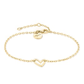 Tamaris TJ-0575-B-21 IP Gold Heart Charm Bracelet, Stainless Steel, No Gemstone