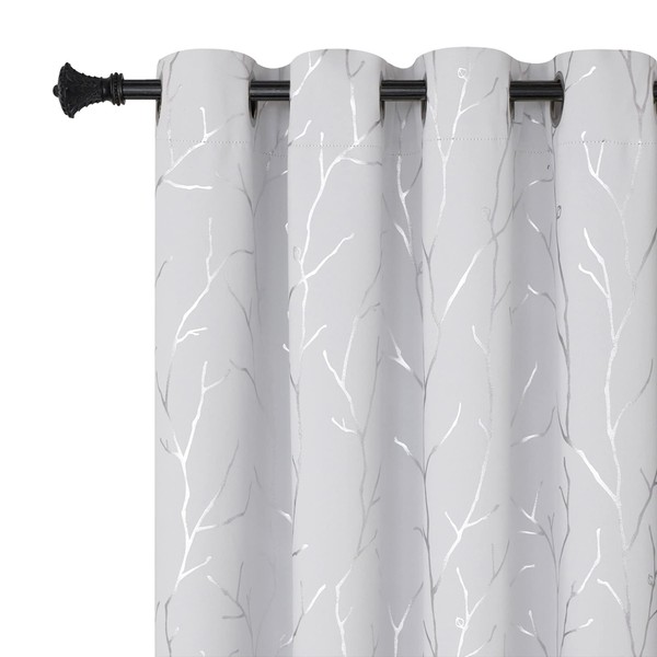 BUHUA White Bedroom Curtains 63 Inches Long, Room Darkening Blackout