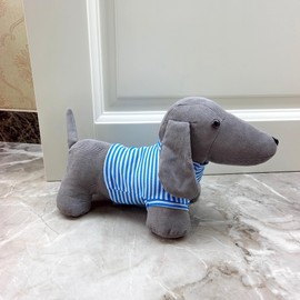 Animal Interior Door Stopper Doorstops Book Stopper Wall Protectors Anti Collision Decorative Dog (Grey with Blue Striped Vest)