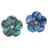 Peacock Abalone Plumeria Flower Carved .925 Sterling Silver Post Earrings
