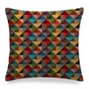 ZFENGYYUAN Geometric Tapestry LINEN Fabric Cushion Cover Multicoloured Red Blue