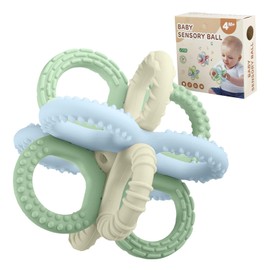 Beißring für Babys Beißspielzeug Zahnungshilfe aus Silikon BPA-frei Zahnen Greifling für Babys Zahnungshilfe Spielzeug Sensorisches Zahnungsspielzeug für Babys Montessori Beißring mit Rassel