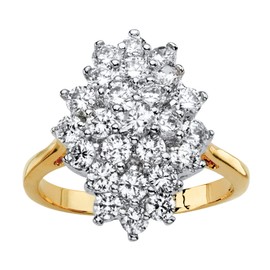 PalmBeach Yellow Gold-Plated Round Cubic Zirconia Marquise Shaped Cluster Ring Sizes 6-10 Size 10