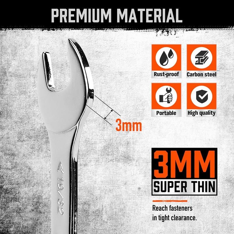 HORUSDY Thin Open End Wrench Set | Bike Wrench Set