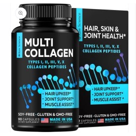 Raw Science Multi Collagen Complex - Types I, II, III, V, X - 90 caps - Ex 08/27