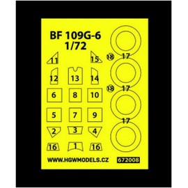 HGW Models HGW672008 1/72 Messerschmitt Bf109G-6 Paint Mask Sticker (For Tamiya)