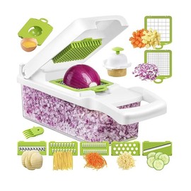 Vegetable Chopper, Onion chopper, Mandolin Slicer, Food processor, Kitchen vegetable Chopper, Veggie Chopper, with 8 blades and protective case