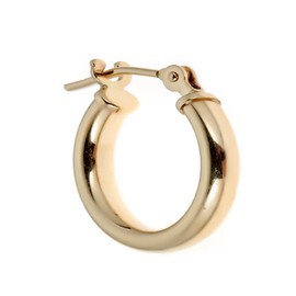 Ritastephens Men's Unisex 14k Real Yellow Gold Single Tubular Hoop Earring Huggie 16mm