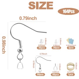 XKCWXY 925 Siver Earring Hooks, Hypoallergenic Earring Hooks,160Pcs Earring Making Kit with Earring Hooks and 2 Different Clear Silicone Earring Backs for DIY Jewelry Making