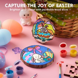 Klever Kits Wooden Painting Craft Kit-Glow in The Dark- Arts and Crafts for Kids Ages 6-12 Wood Slices with Art Activitiy Supplies, Wood Crafts for Boys Girls Party Gift Easter Painting