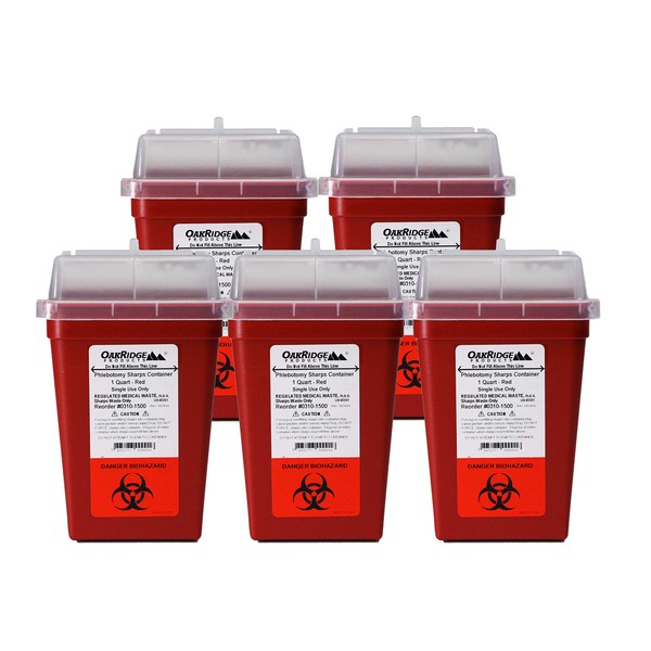 OakRidge Products 1 Quart Size (Pack of 10) | Sharps Disposal Container