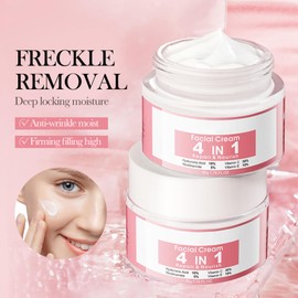 4 in 1 Gesichtsserum + Gesichtscreme, Mit Hyaluronsäure + Niacinamid + Vitamin C + Vitamin E, Facial Cream, Feuchtigkeitscreme, Zur Hydratation und Straffung der Haut, um Feine Linien zu Reduzieren