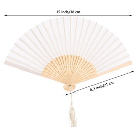 YOLCAR 2 Pack Black and White Silk Bamboo Folding Fans, Hand Fans for Line Dancing, DIY Decorative Fans for Performance, Wedding, Church and Party