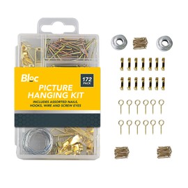 172 Piece Picture Hanging Set, Quality Picture Hooks, Eyelet Screws, Wire and Nails for Wall Mounting Kit