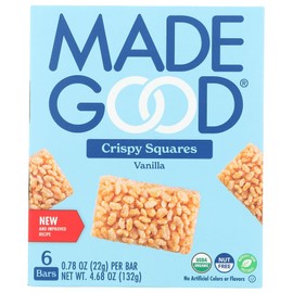 MadeGood Vanilla Crispy Squares, 6 Healthy Snacks, 0.78oz