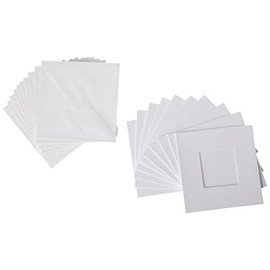 Papermania 300 GSM Square Tri Fold Window Aperture Card Blanks and Envelopes, Pack of 10, White,13.5X13.5 CM