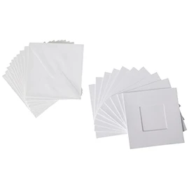 Papermania 300 GSM Square Tri Fold Window Aperture Card Blanks and Envelopes, Pack of 10, White,13.5X13.5 CM