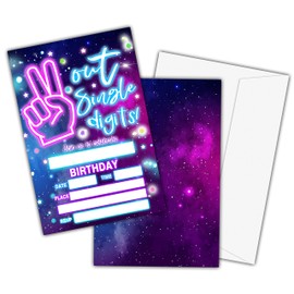 Birthday Party Invitation Cards for Kids, 10th Birthday Party Invites, Cards for Girls Boys, Party Celebration for Teens, Out single digits party Cards, Party Supplies, 20 Cards With Envelopes(D009)