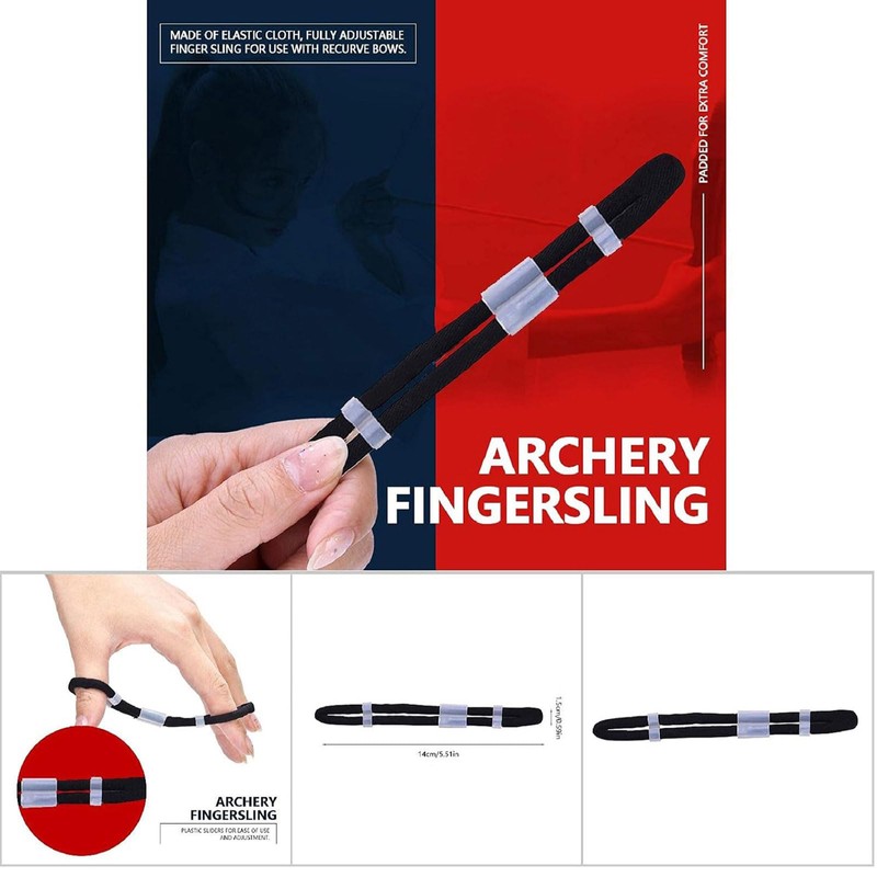 Archery Finger Sling Recurve Bow Fingerling, Adjustable Trainer Clicker Tabs