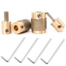 4-Pack Diamond Grinder Bits for Glass, 4 Sizes (1", 3/4", 1/4", 1/8") with 118 Split Point, Titanium Coated & Brass Core, Stained Glass Drilling Grinding Tools + 4 Allen Wrenches