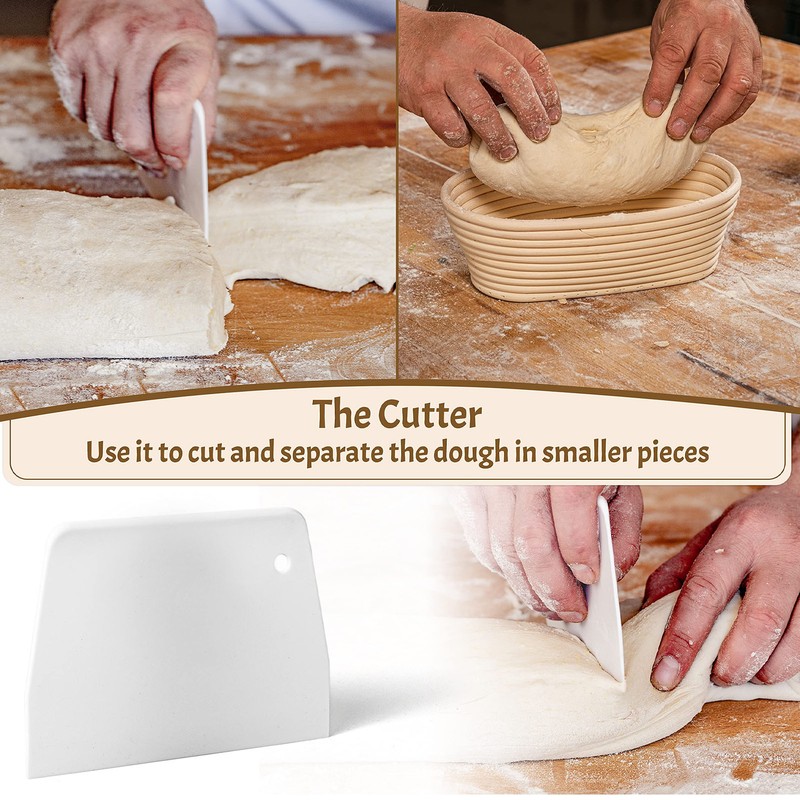 25cm Bread Proofing Basket Set Oval Natural Rattan Sourdough Proofing