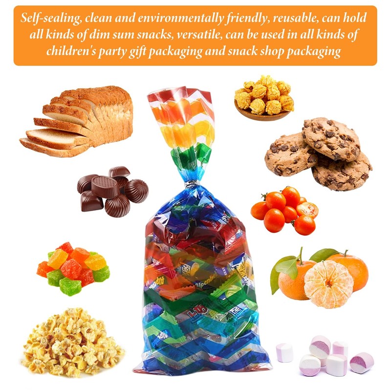 Rainbow Cellophane Party Bags Pack of 100