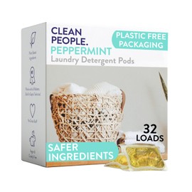 The Clean People Laundry Detergent Pods - Hypoallergenic Laundry Pods - Ultra Concentrated, Recyclable Packaging, Stain Fighting - Peppermint, 32 Pack