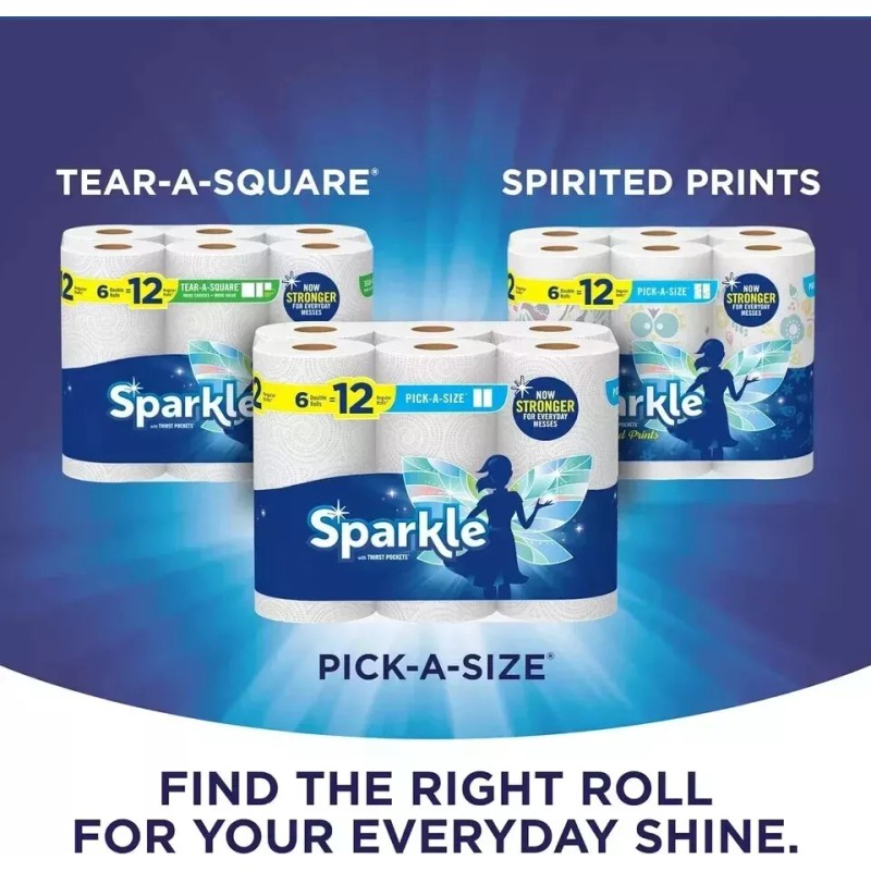 Sparkle Kitchen Household Clean-Up Paper Towels Bulk 6 Double Rolls