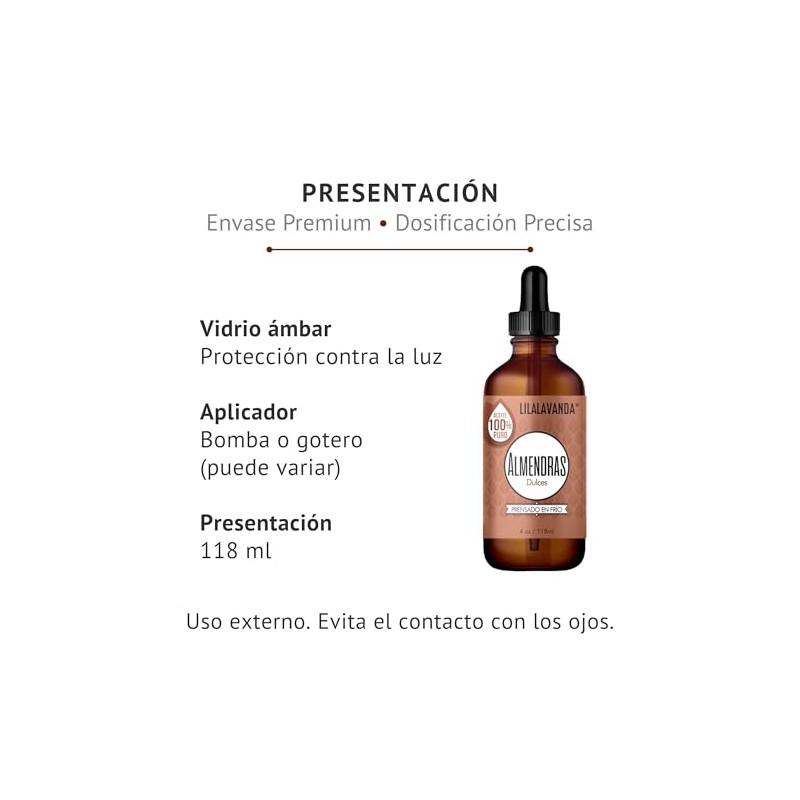 LilaLavanda - Aceite de Almendras Dulces 100% Puro - Hidratacion
