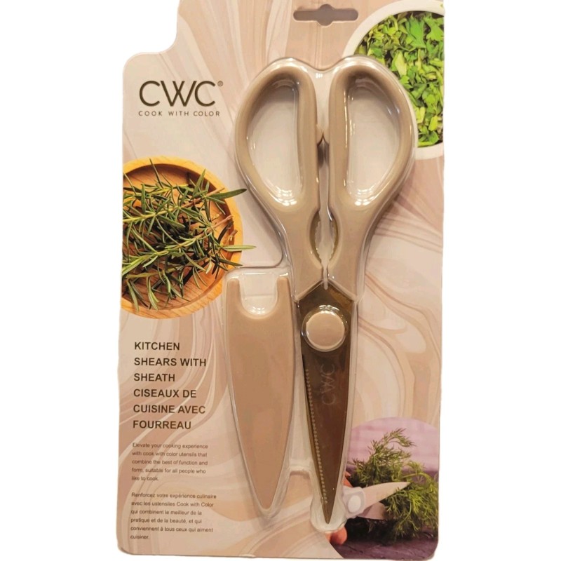 Kitchen Scissors Beige & Gold W/ Blade Protector Multi Use