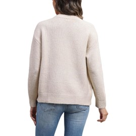 Ynhonra Women's Long Sleeve Front Button Y2k Cardigan Sweaters Crew Neck Loose 2025 Fall Tops(Cream-S)