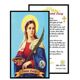 Gifts by Lulee, LLC Saint Lucy Santa Lucia Patron of Those With eye Ailments the blind Prayer Card and a Medal - Patron saint of peop