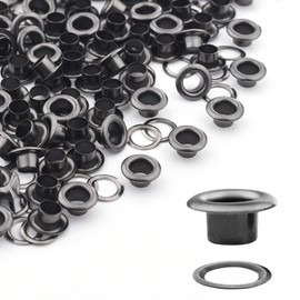 200Sets 3/16 Inch Eyelets and Grommets, Metal Eyelets Grommet Kit with Washers Backing Eyele for Fabric Clothing Tarps Leather Bag Shoes Eyelets Curtains Hats Tents Repair and Decoration (Black)
