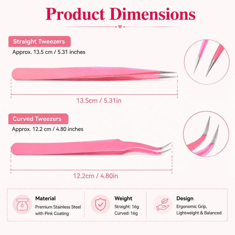 Eyelash Extension Tweezers,lash Tweezers,Eyelash Tweezers,Pack of 2