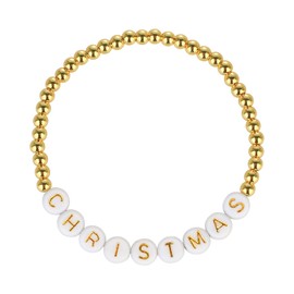 KELITCH Gold Beads Bracelets Meaning Alphabet Stretch Bracelets Chic Style Women Bangle Jewellery, Metal, No-Gem-Tye