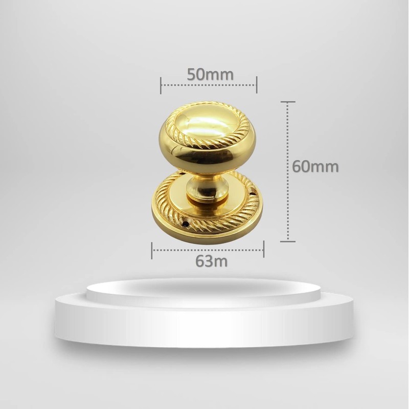 Infinity Decor Solid Brass 50mm Georgian Round Rope Design Mortice