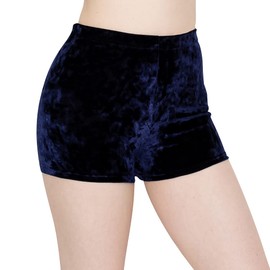 ALWAYS Women’s Crushed Velvet Shorts – Buttery Soft Comfortable Sexy Boy Short Pants Navy Medium