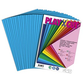 PLAY-CUT Photo Card A4 Set, Sky Blue (300 g/m²), 20 Sheets of DIN A4 Photo Cardboard, Colourful, Thick Photo Paper, Premium Printer Paper, Thick Thickness, Cardboard for Crafts, Printing