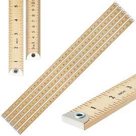 Hoteam 5 Pcs Heavy Duty Wooden Yardstick 36 Inches Natural Wood Yard Stick Ruler with Hang Hole Metal Tips 1/4-inch-thick Yardstick Ruler Metal Ends Meter Stick Clothing Measuring Home Office