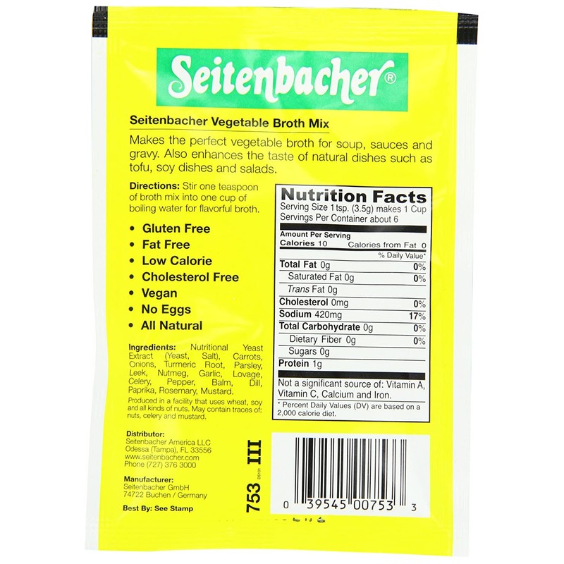 Seitenbacher Vegetable Broth Mix - Packets, 0.80-Ounce Packages (Pack of