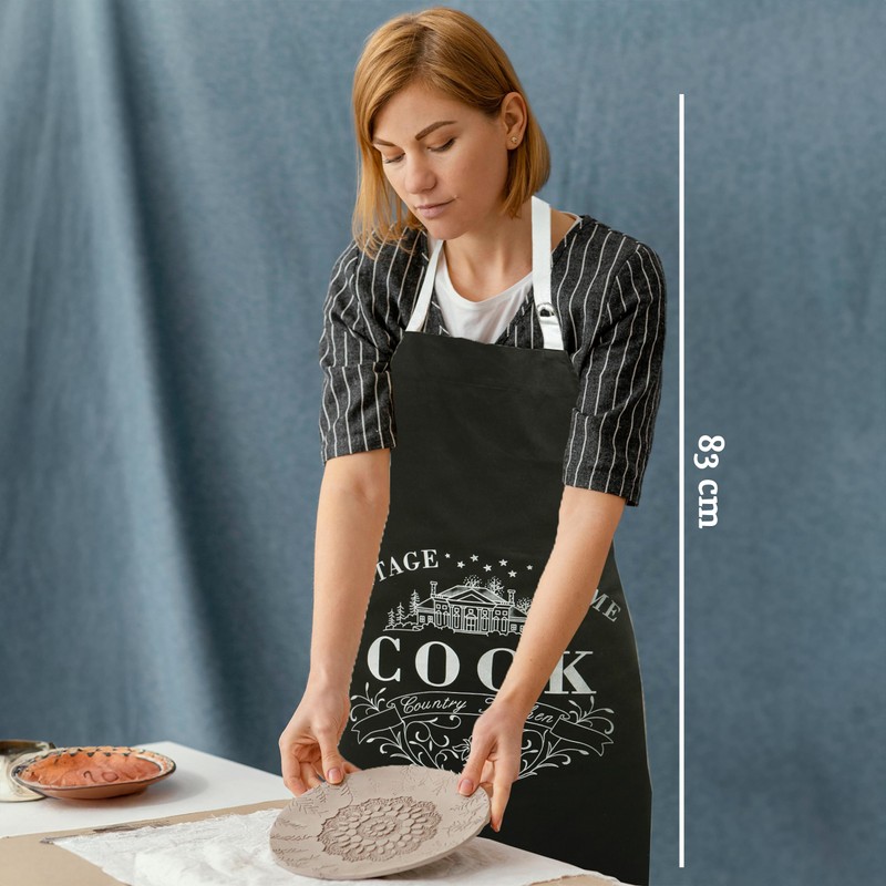 Premier Housewares 5100073 Vintage Home 100% Cotton Apron - Black,