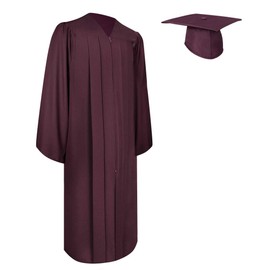 Endea Graduation Matte Cap and Gown (Maroon, 45 (5'0'' - 5'2''))