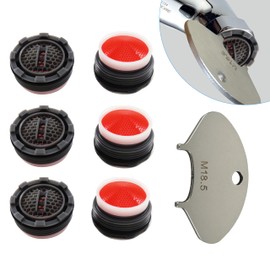 Upgraded 6-Pack 18.5mm Faucet Aerators with 304 Stainless Steel Aerator Removal Tool – Easy Install & Smooth Water Flow