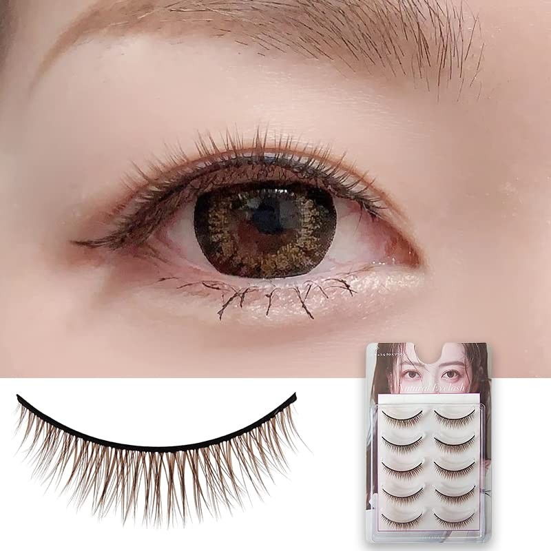 D-ONE Natural 5 Pairs False Eyelashes (A06, Natural Cross Brown)
