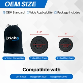 Lrichy Bed Plug Cover Kit with Storage Bag for 2014-2025 Dodge Ram 2500 3500 Pickups Replacement 68225506AA, Puck System Gooseneck Covers for Truck with 5th Wheel/Gooseneck Tow/Trailer Tow Setups