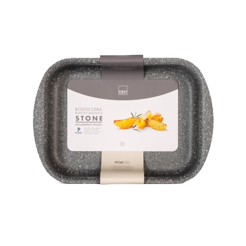 H&H Stone Grey Rosticals 18 x 25 cm Aluminium Non-Stick