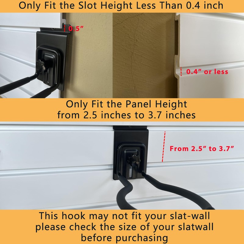 Juformin Adjustable Slatwall Hooks, Lockable Slatwall Weedeater Hanger, String Trimmer