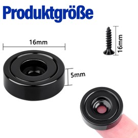 Pack of 22 Neodymium Magnets, Extra Strong, Black, 16 x 5 mm with Hole and Capsule, 8 kg Force, Countersunk Pot Magnet with Screws, Strong Magnets for Kitchen, Fridge, Bathroom, Office, Warehouse