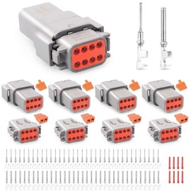 JRready ST6329-8 Deutsch DTM Gray 8 Pin Connector(4 Set), Waterproof Electrical Wire Connectors with Size 20 Stamped Contacts and Seal Plugs for Truck, Motorcycle, Off-Road Vehicles, Marine