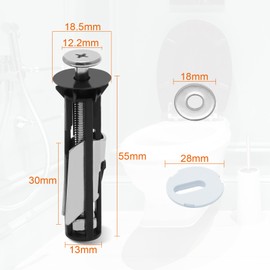 2 Pcs Toilet Seat Fixings, Toilet Seat Hinges Stainless Steel with Washers, Toilet Seat Fittings and Fixtures Universal Replacement Parts